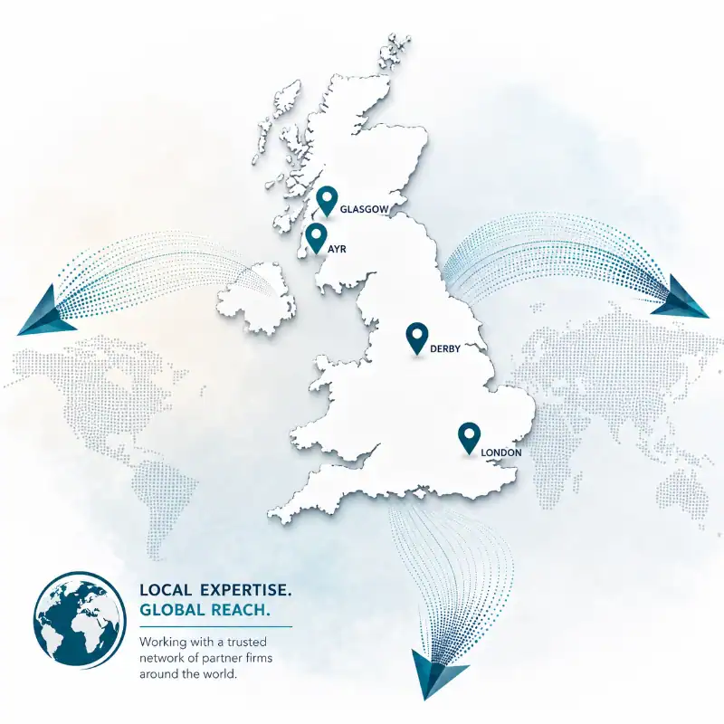 map of the UK with bfpeople locations indicated